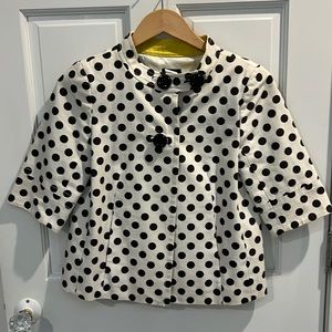 J. Crew ivory with brown polka dots swing jacket size 2
